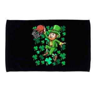 Basketball Irish Basketball Dunk Leprechaun St Patrick's Day Gift Microfiber Hand Towel