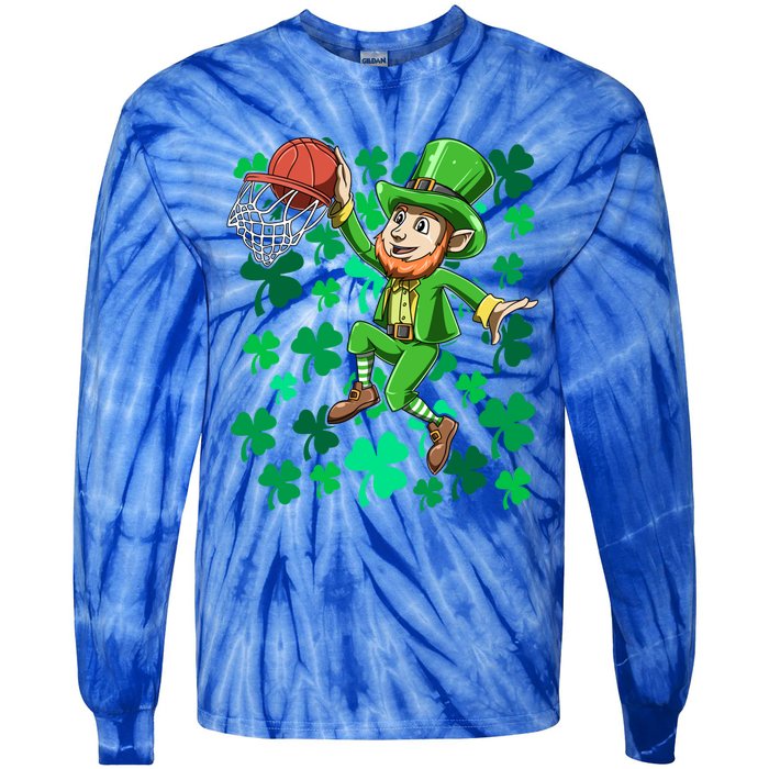 Basketball Irish Basketball Dunk Leprechaun St Patrick's Day Gift Tie-Dye Long Sleeve Shirt