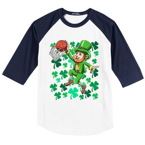 Basketball Irish Basketball Dunk Leprechaun St Patrick's Day Gift Baseball Sleeve Shirt