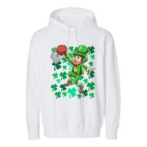 Basketball Irish Basketball Dunk Leprechaun St Patrick's Day Gift Garment-Dyed Fleece Hoodie