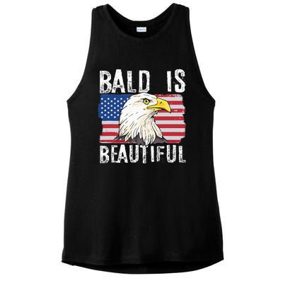 Bald Is Beautiful Independence Day Bald Eagle Ladies PosiCharge Tri-Blend Wicking Tank