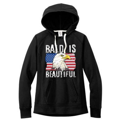 Bald Is Beautiful Independence Day Bald Eagle Women's Fleece Hoodie