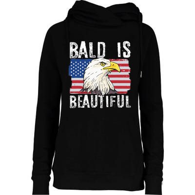 Bald Is Beautiful Independence Day Bald Eagle Womens Funnel Neck Pullover Hood