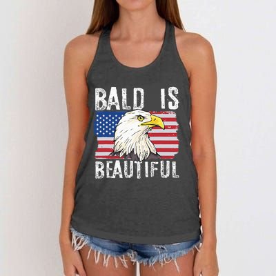 Bald Is Beautiful Independence Day Bald Eagle Women's Knotted Racerback Tank