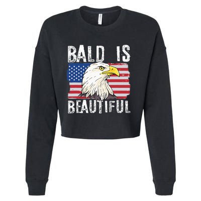 Bald Is Beautiful Independence Day Bald Eagle Cropped Pullover Crew