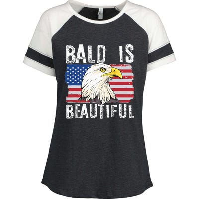 Bald Is Beautiful Independence Day Bald Eagle Enza Ladies Jersey Colorblock Tee