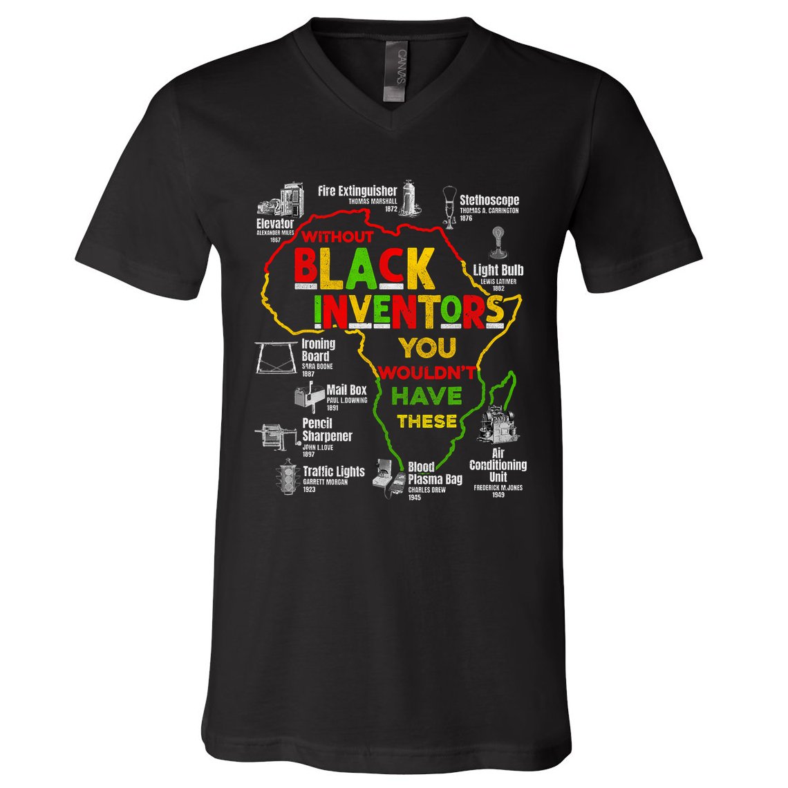 Black Inventors Black History Month African V-Neck T-Shirt