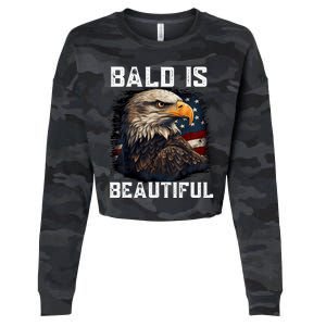 Bald Is Beautiful 4th Of July Independence Day Bald Eagle Cropped Pullover Crew