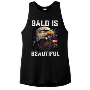 Bald Is Beautiful 4th Of July Independence Day Bald Eagle Ladies PosiCharge Tri-Blend Wicking Tank