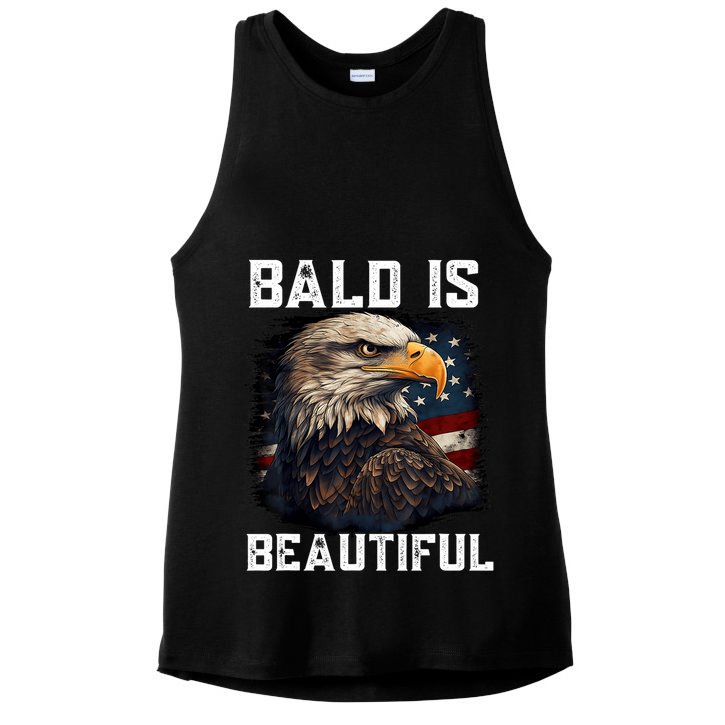 Bald Is Beautiful 4th Of July Independence Day Bald Eagle Ladies PosiCharge Tri-Blend Wicking Tank