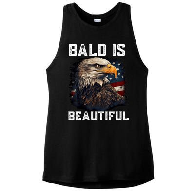 Bald Is Beautiful 4th Of July Independence Day Bald Eagle Ladies PosiCharge Tri-Blend Wicking Tank