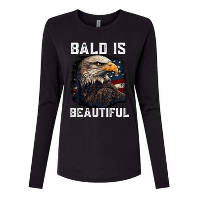 Bald Is Beautiful 4th Of July Independence Day Bald Eagle Womens Cotton Relaxed Long Sleeve T-Shirt