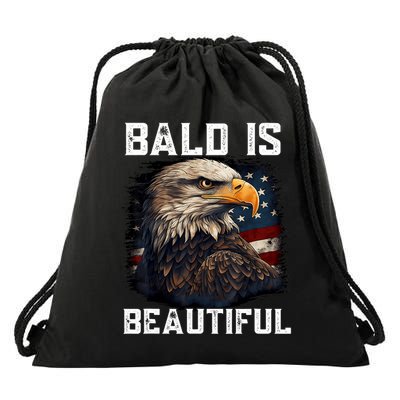 Bald Is Beautiful 4th Of July Independence Day Bald Eagle Drawstring Bag