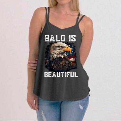 Bald Is Beautiful 4th Of July Independence Day Bald Eagle Women's Strappy Tank