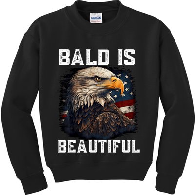 Bald Is Beautiful 4th Of July Independence Day Bald Eagle Kids Sweatshirt