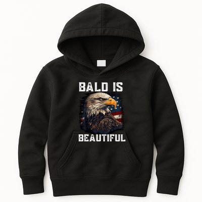 Bald Is Beautiful 4th Of July Independence Day Bald Eagle Kids Hoodie