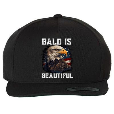Bald Is Beautiful 4th Of July Independence Day Bald Eagle Wool Snapback Cap