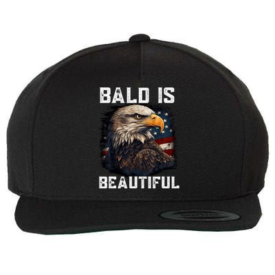 Bald Is Beautiful 4th Of July Independence Day Bald Eagle Wool Snapback Cap