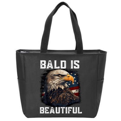 Bald Is Beautiful 4th Of July Independence Day Bald Eagle Zip Tote Bag