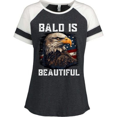 Bald Is Beautiful 4th Of July Independence Day Bald Eagle Enza Ladies Jersey Colorblock Tee