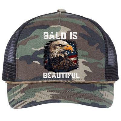 Bald Is Beautiful 4th Of July Independence Day Bald Eagle Retro Rope Trucker Hat Cap