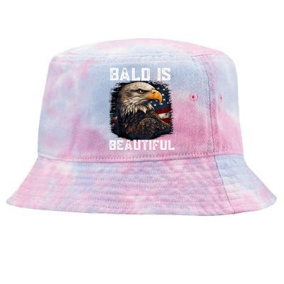 Bald Is Beautiful 4th Of July Independence Day Bald Eagle Tie-Dyed Bucket Hat