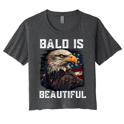 Bald Is Beautiful 4th Of July Independence Day Bald Eagle Women's Crop Top Tee