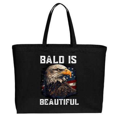 Bald Is Beautiful 4th Of July Independence Day Bald Eagle Cotton Canvas Jumbo Tote