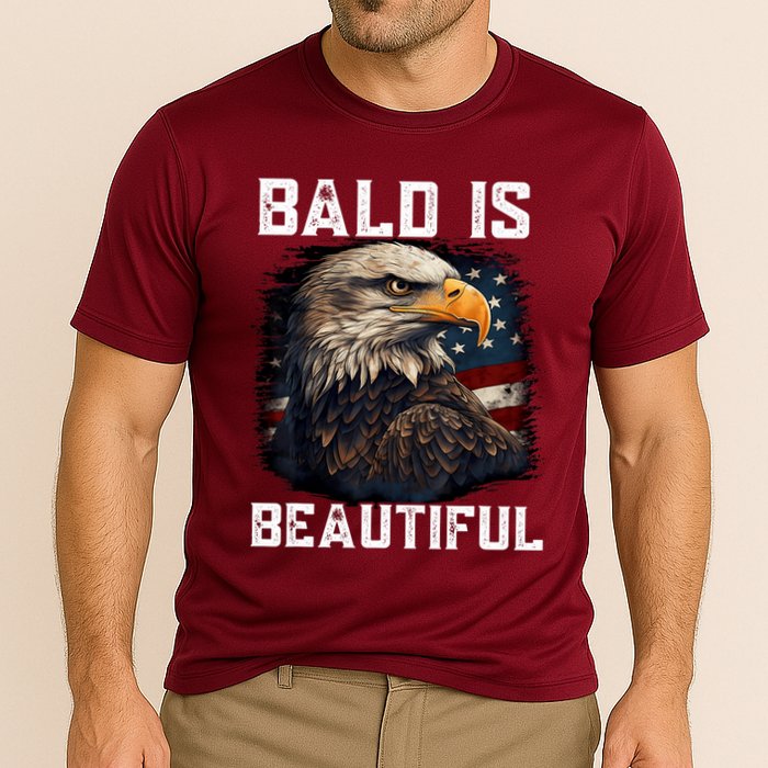 Bald Is Beautiful 4th Of July Independence Day Bald Eagle Cooling Performance Crew T-Shirt