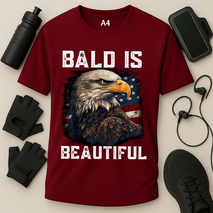 Bald Is Beautiful 4th Of July Independence Day Bald Eagle Cooling Performance Crew T-Shirt
