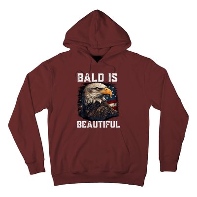 Bald Is Beautiful 4th Of July Independence Day Bald Eagle Hoodie