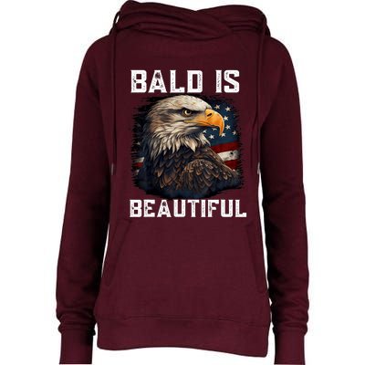 Bald Is Beautiful 4th Of July Independence Day Bald Eagle Womens Funnel Neck Pullover Hood