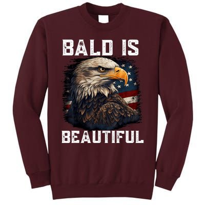 Bald Is Beautiful 4th Of July Independence Day Bald Eagle Tall Sweatshirt