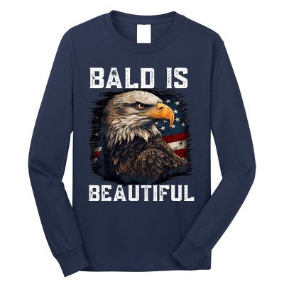 Bald Is Beautiful 4th Of July Independence Day Bald Eagle Long Sleeve Shirt