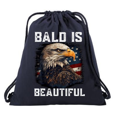 Bald Is Beautiful 4th Of July Independence Day Bald Eagle Drawstring Bag