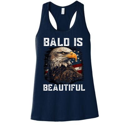 Bald Is Beautiful 4th Of July Independence Day Bald Eagle Women's Racerback Tank