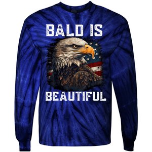 Bald Is Beautiful 4th Of July Independence Day Bald Eagle Tie-Dye Long Sleeve Shirt