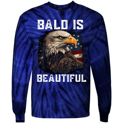 Bald Is Beautiful 4th Of July Independence Day Bald Eagle Tie-Dye Long Sleeve Shirt