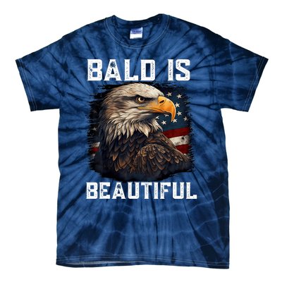 Bald Is Beautiful 4th Of July Independence Day Bald Eagle Tie-Dye T-Shirt