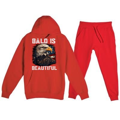 Bald Is Beautiful 4th Of July Independence Day Bald Eagle Premium Hooded Sweatsuit Set