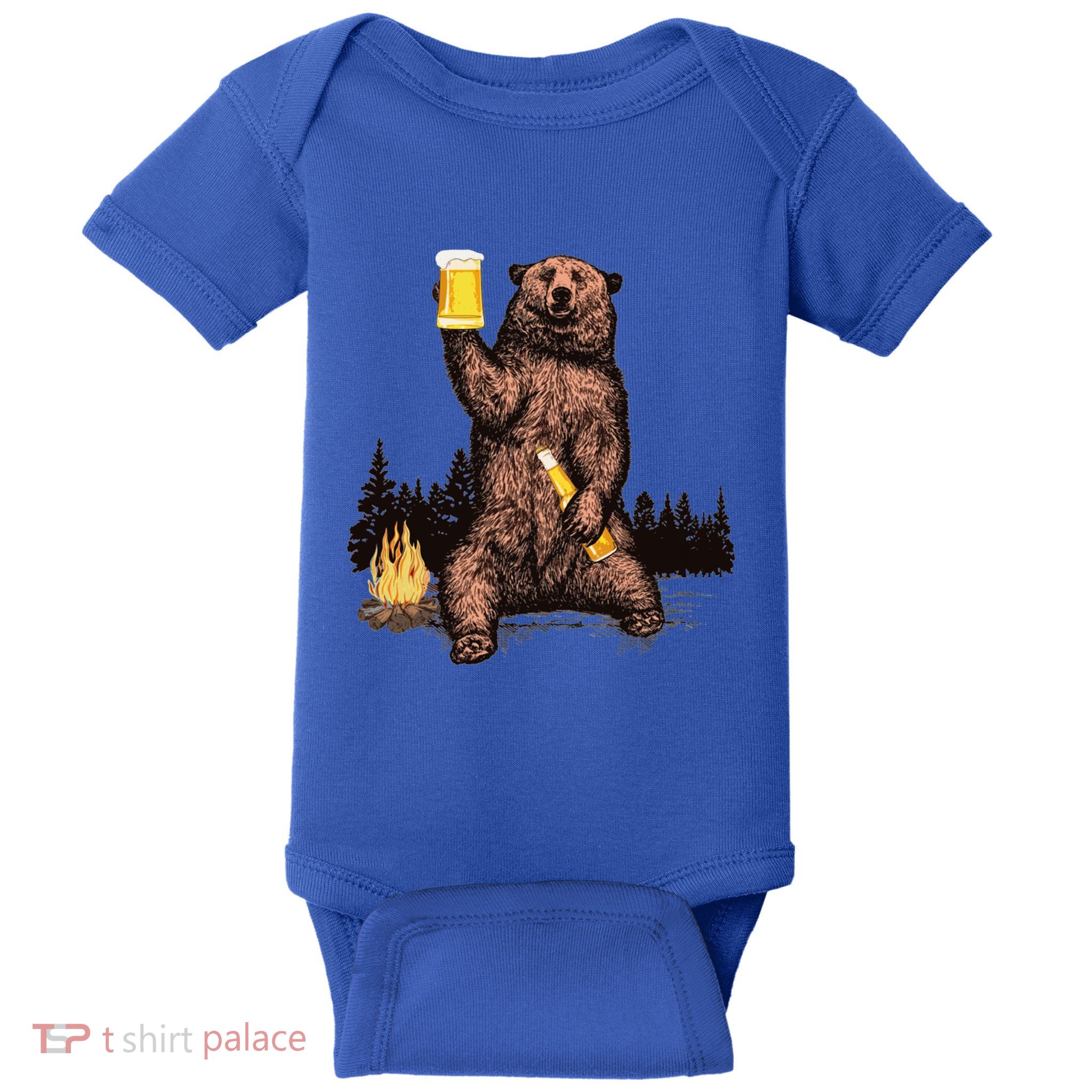 Bear Ing Beer Camp Fire Woods Outdoor Funny Grizzly Cool Gift Baby Bodysuit