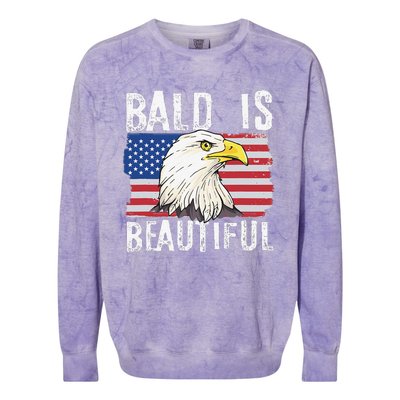 Bald Is Beautiful 4th of July Independence Day Bald Eagle Colorblast Crewneck Sweatshirt