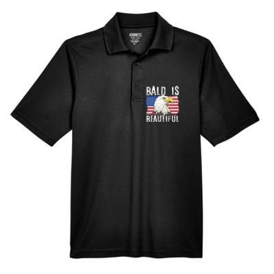 Bald Is Beautiful 4th of July Independence Day Bald Eagle Men's Origin Performance Pique Polo