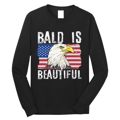 Bald Is Beautiful 4th of July Independence Day Bald Eagle Long Sleeve Shirt