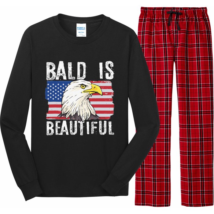 Bald Is Beautiful 4th of July Independence Day Bald Eagle Long Sleeve Pajama Set