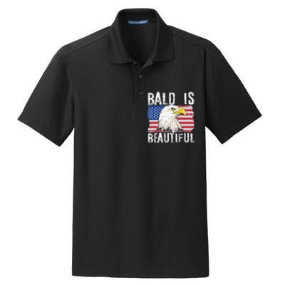 Bald Is Beautiful 4th of July Independence Day Bald Eagle Dry Zone Grid Polo