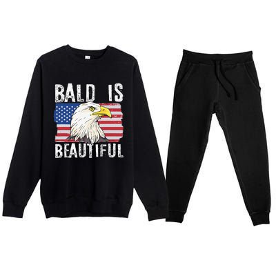 Bald Is Beautiful 4th of July Independence Day Bald Eagle Premium Crewneck Sweatsuit Set