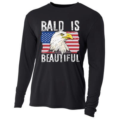 Bald Is Beautiful 4th of July Independence Day Bald Eagle Cooling Performance Long Sleeve Crew