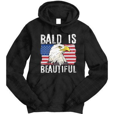 Bald Is Beautiful 4th of July Independence Day Bald Eagle Tie Dye Hoodie