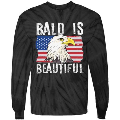 Bald Is Beautiful 4th of July Independence Day Bald Eagle Tie-Dye Long Sleeve Shirt